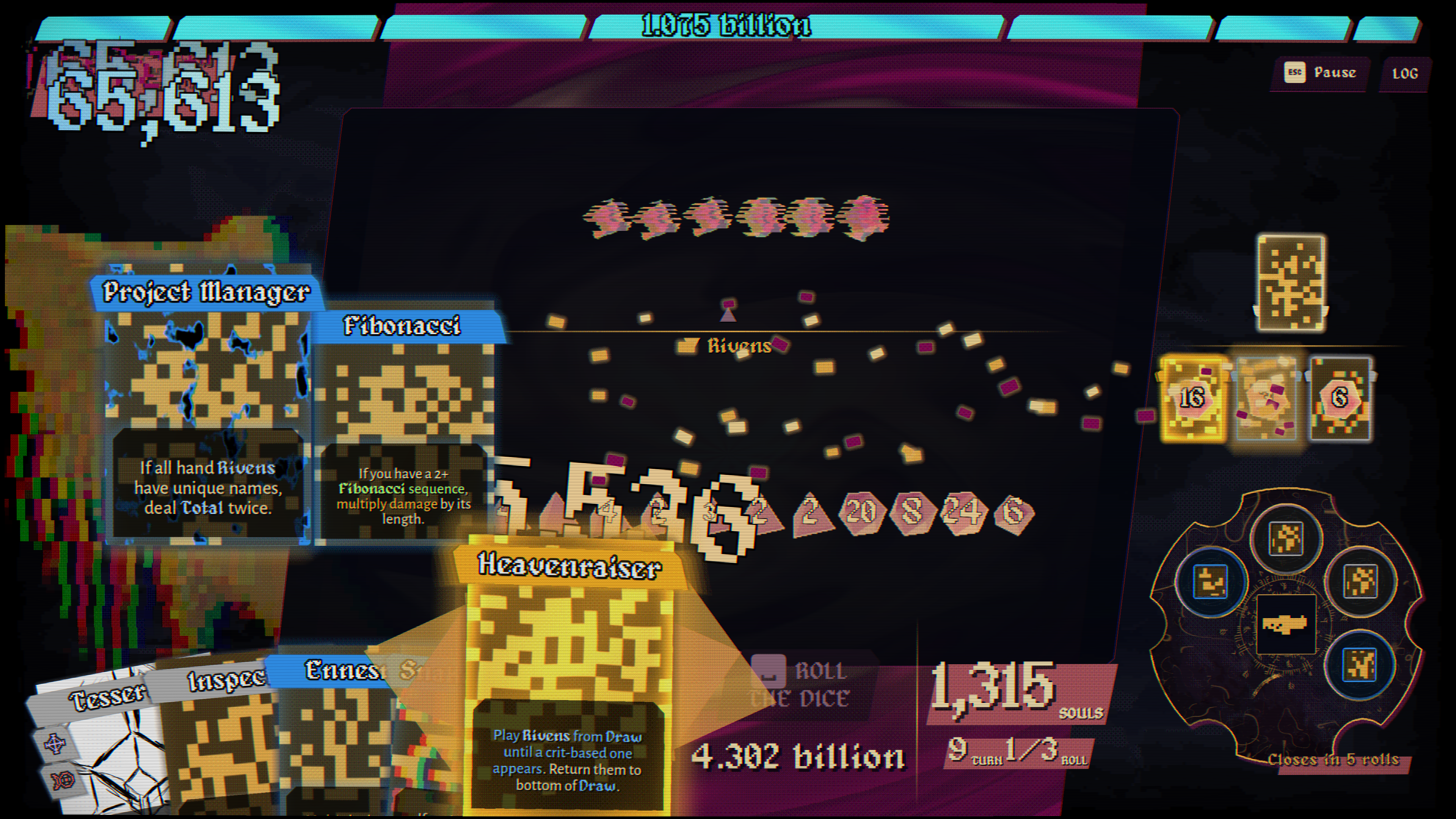 Dangidice late-game run dealing billions of damage with stacked Riven multipliers